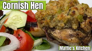 Glazed and Stuffed Cornish Hen  Old Fashion Cornish Hen Recipe  Matties Kitchen [upl. by Irakab]