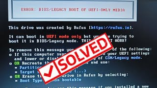 how to fix error bioslegacy boot of uefionly media in hindi [upl. by Verdi]