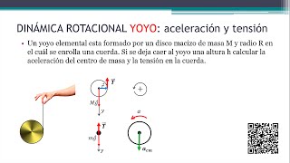 TRASLACIÓN Y ROTACIÓN COMBINADAS DINÁMICA ejercicios resueltos N°1 YOYO aceleración y tensión [upl. by Longley699]