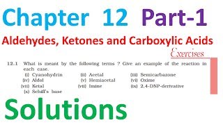 12th solution Aldehyde ketone carboxylic acid chapter12 class12 organic chemistry NCERT part1 [upl. by Hsu]