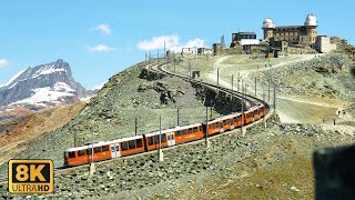 Gornergrat Bahn Zermatt The Most Scenic Train Ride in Switzerland 8K [upl. by Aanas]