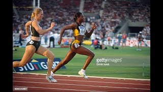 Merlene Ottey 100m World Championship Qualifying in Stuttgart 1993 VHS quality [upl. by Aidnic]