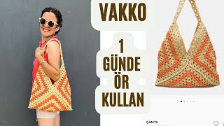 YAZIN FAVORİSİ 🧡 VAKKO 1890 TL OLAN 3 MOTİFLİ KOLAY ÇANTA YAPIYORUZ 🧶 markachallenge [upl. by Muldon]