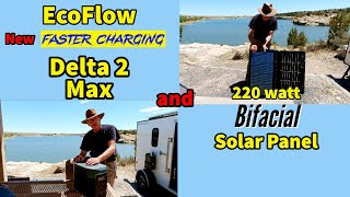 EcoFlow Delta 2 Max and 220watt Bifacial Solar Panel Review [upl. by Airdnassac205]