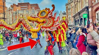 Londons Chinese New Year GRAND PARADE 2024 Year of the Dragons Walking Tour 4K HDR [upl. by Elreath]