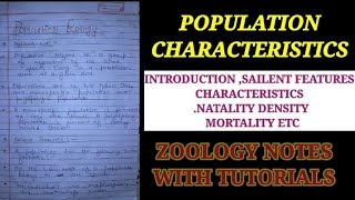 POPULATION ECOLOGY OR POPULATION CHARACTERISTICS populationcharacteristics density natality [upl. by Herzig]