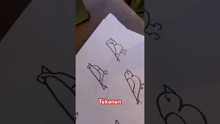 Kijk hoe je met paar lijntjes een vogel tekent tekenen drawing tekenfilm drawingtutorial [upl. by Aciretal919]