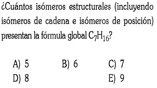 QUIMICA ORGANICA  ISOMERIA PROBLEMA RESUELTO admisión universidadingenieríaQuímica [upl. by Aryhs334]