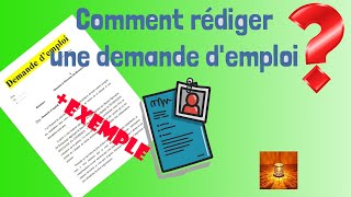 Comment rédiger une demande demploi avec exemple [upl. by Shing]