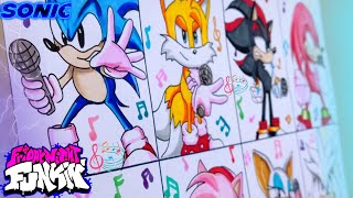 DIBUJO Sonic fnf  friday night funkin  colas sombras nudillos super Sonic Amy Rouge Silver [upl. by Northey]