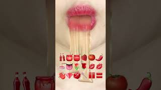 ASMR RED EMOJI FOOD 빨간색 이모지 먹방 sped up [upl. by Ahc]