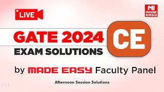 GATE 2024 Civil Afternoon Session  LIVE Solutions  CE Paper Analysis  By MADE EASY Faculty Panel [upl. by Donaldson633]