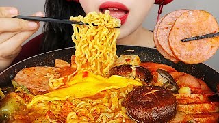 ASMR Korean Army Stew 부대찌개 먹방 BUDAE JJIGAE NO TALKING EATING SOUNDS MUKBANG [upl. by Acined238]