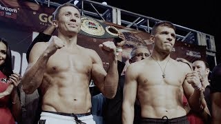 Gennadiy GGG Golovkin vs Sergiy Derevyanchenko  OFFICIAL WEIGHIN [upl. by Cobby941]