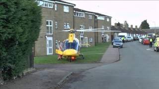 The air ambulance lands in Derwent drive Oakham [upl. by Yessak]