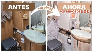 👉 Cómo reformar el BAÑO DE TU AUTOCARAVANA por MENOS DE 50€ 💶 Decoración DIY [upl. by Ettennor]