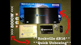 Rockville dB16 8000 Watt4000w RMS Mono Class D 2ohm Amplifier  Real Quick Unboxing [upl. by Sidell]