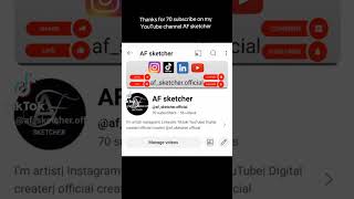 Thanks 70 subscribe my YouTube channel afsketcher subscriber artist sketcher [upl. by Aliahkim]