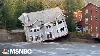 House collapses into river as floods rage from Alaskan glacier [upl. by Elrae566]