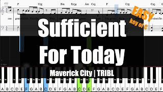 🎹Maverick CityTRIBL  Sufficient For Today Key of CSheet  Lyrics  Chord Piano Easy Tutorial🎹 [upl. by Mickey627]