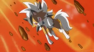 Lycanrocs Special Z Move SPLINTERED STORMSHARDS Pokemon Sun and Moon Episode [upl. by Shulock]