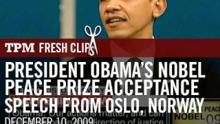 President Obamas Nobel Peace Prize Acceptance Speech from Oslo Norway [upl. by Einyaj918]