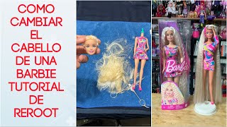 CAMBIO DE CABELLO A BARBIE FASHIONISTA HOMENAJE A LA BARBIE TOTALLY HAIR TUTORIAL DE REROOT [upl. by Atirehgram556]