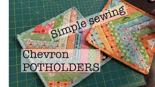 Chevron potholders  simple sewing  sew along with me  make it today [upl. by Ronal]