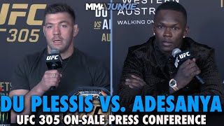 Dricus Du Plessis Israel Adesanya Clash Over Origins of Beef at First Press Conference  UFC 305 [upl. by Diandre984]