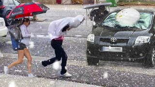 The Worst Hailstorm in history hits Italy Hail storm struck Tuscany Italy [upl. by Lletnom]