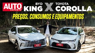 BYD KING x TOYOTA COROLLA Qual é o melhor sedã híbrido do Brasil [upl. by Kcirtap185]