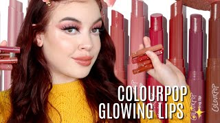 NEW COLOURPOP GLOWING LIPS  SWATCH PARTY [upl. by Dwain]