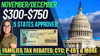 NEW STIMULUS CHECK IN NOVEMBER AND DECEMBER 2023 750 REBATES amp 300 GRANT 5 STATES [upl. by Nortad]