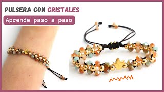 Como hacer pulseras de hilo elegantes con cristales 💎 paso a paso  pulseras para vender 💜 [upl. by Whittemore]