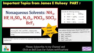 Nonaqueous Solvents NH3 HF H2SO4 N2O4 POCl3 SOCl2 BrF3 [upl. by Kimmy250]