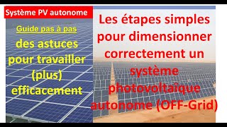 Exercice corrigé  Comment dimensionner une installation PV avec batterie OFFGrid [upl. by Ahselef582]