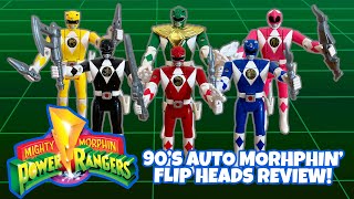 Auto Morphin Power Rangers Bandai Review 90S FLIP HEAD Power Ranger Toys [upl. by Anires800]