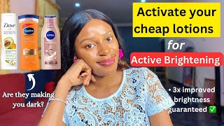 How to turn your cheap body lotions to active brightening lotions  Nivea Vaseline amp Dove lotions [upl. by Gnol]