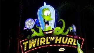 New Kang and Kodos Twirl N Hurl at Night OnRide POV Universal Studios Florida  The Simpsons [upl. by Maleeny240]