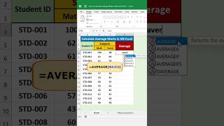 Average Mark was Calculated by AVERAGE Formula in Excel shorts excel excelshort [upl. by Sybilla832]