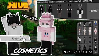 MCPE COSMETICS 4D 900 skins Works on hive Mcpe 11951 [upl. by Brotherson866]