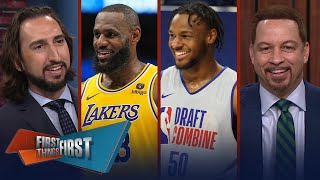 Lakers draft Bronny James 55th overall is skepticism warranted  NBA  FIRST THINGS FIRST [upl. by Trilbi]