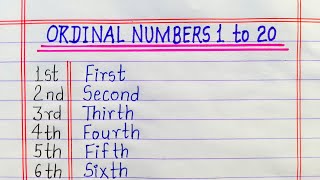 Ordinal Numbers 1 to 20  1 to 20 Ordinal numbers spelling  120 Ordinal numbers [upl. by Schellens]