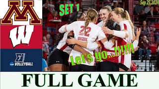 Wisconsin vs Minnesota SET 1 Womens College Volleyball 2024  NCAA Volleyball 2024 [upl. by Ahseem569]