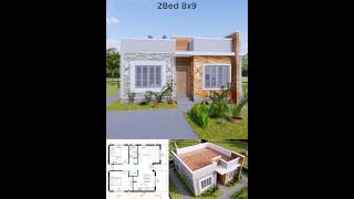 27x30 Feet Small House Plans 8x9 Meter 2 Bed 1 Bath Terrace Roof homedesign housedesign houseplan [upl. by Krystle]