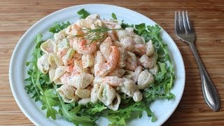 Shrimp amp Pasta Shells Salad  Cold Macaroni Salad with Shrimp Recipe [upl. by Aleekat]