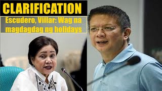 Chiz Escudero on holiday issue biglang bawi Sen Villar Nonworking holidays limitahan [upl. by Lenahs897]