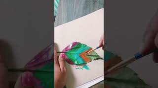 Easy colourful leaf painting satisfying creative [upl. by Weissberg]