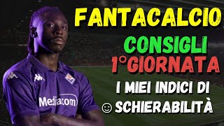 FANTACALCIO 1° GIORNATA CONSIGLIATI E SCONSIGLIATI  I MIEI INDICI DI SCHIERABILITÀ  CHI SCHIERARE [upl. by Mellitz936]