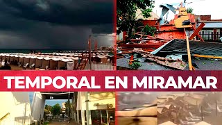 FUERTE TEMPORAL EN MIRAMAR volaron techos árboles y la terminal de ómnibus quedó destruida [upl. by Ellevart]